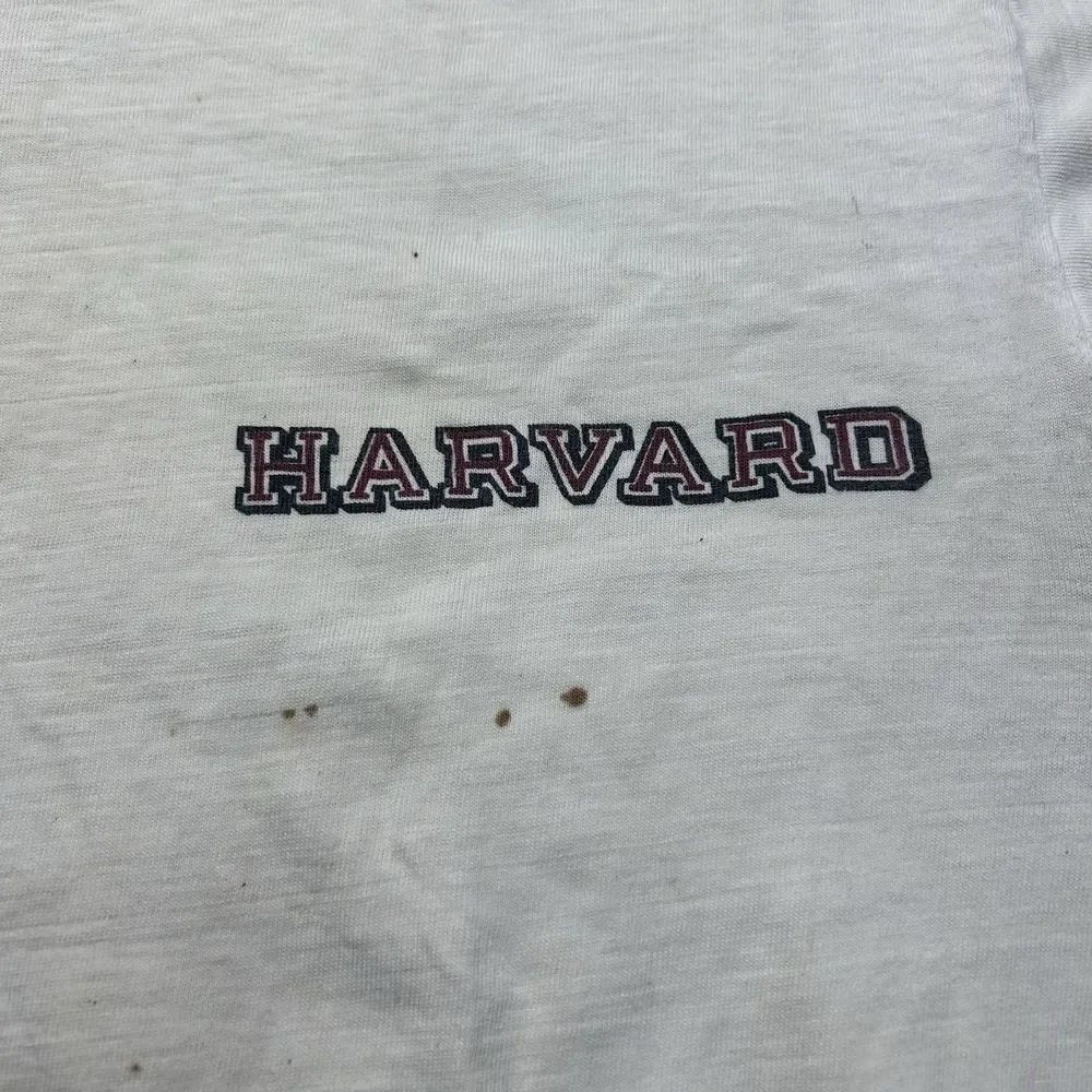 Vintage 50s Harvard University Champion Running Man Ringer Tshirt Thrashed Small - Picture 7 of 12